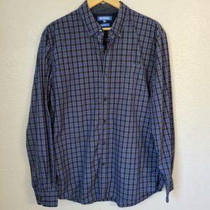 Michael Brandon Modern Fit Blue Black Long Sleeves Button Down Shirt XL